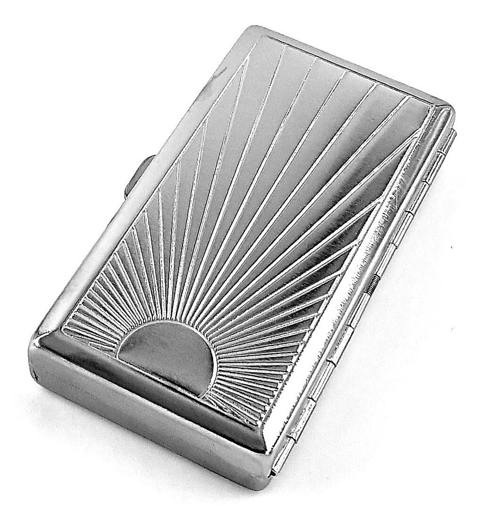 Victorian Style Cigarette Case Double Sided King & 100s Ray Pattern 4x2inch