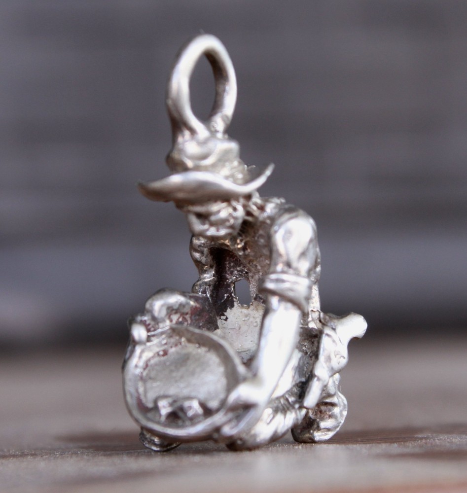 Gold Panner Prospector Figure Solid Sterling Silver pendant casting