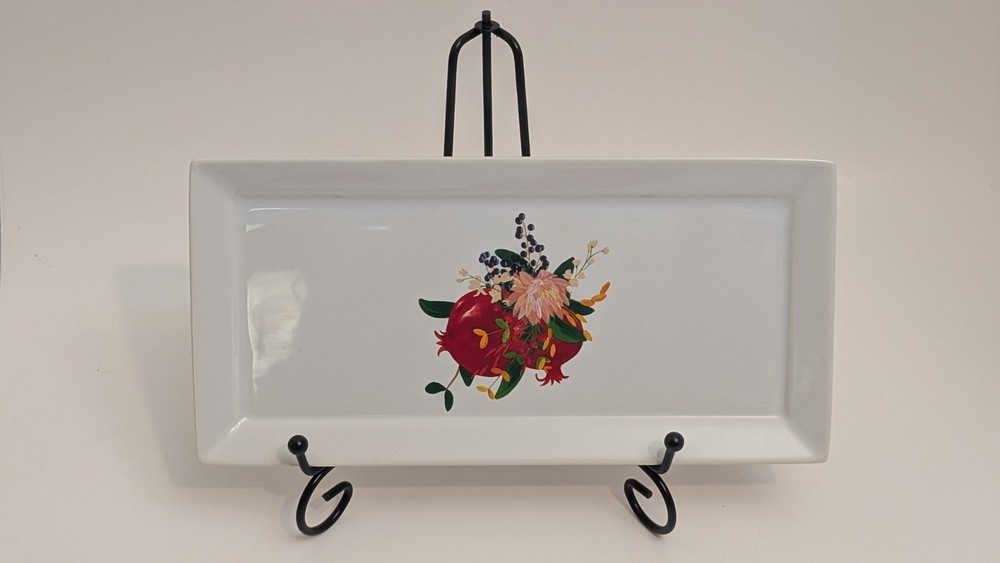 Grove Collaborative Tray Pomegranate Rectangular Stoneware Side Tray 10 X 5