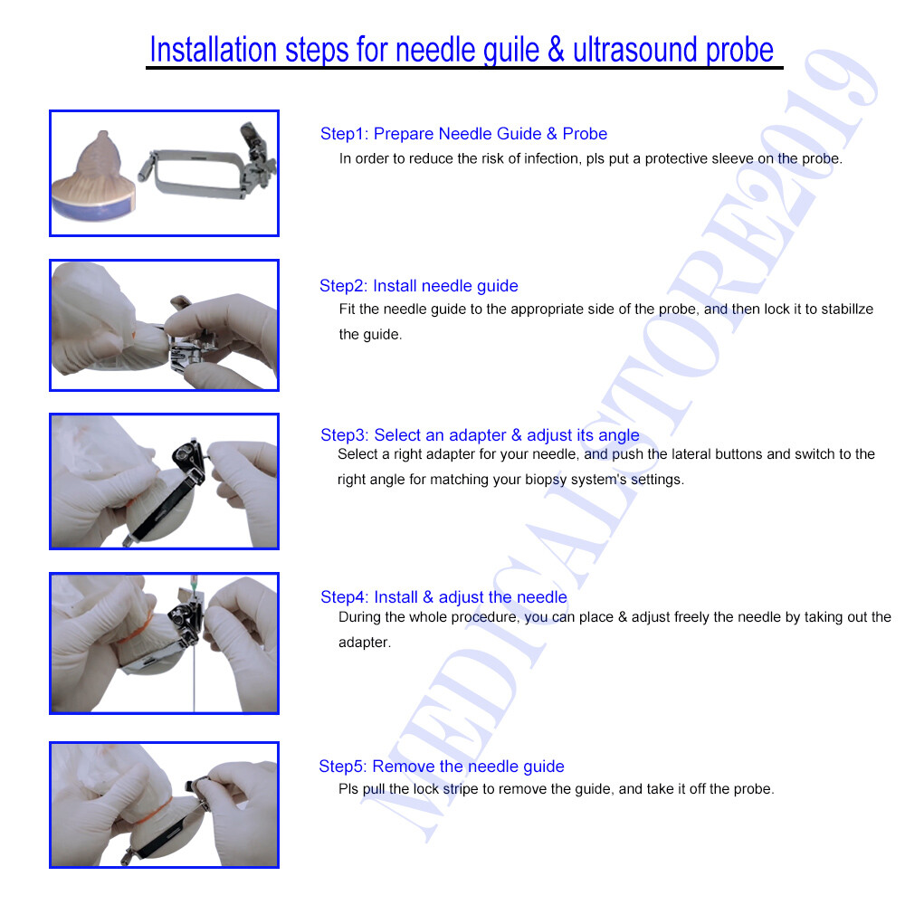 Reusable Stainless Steel Biopsy Needle Guide for Philips 3D9-3v Ultrasound Probe