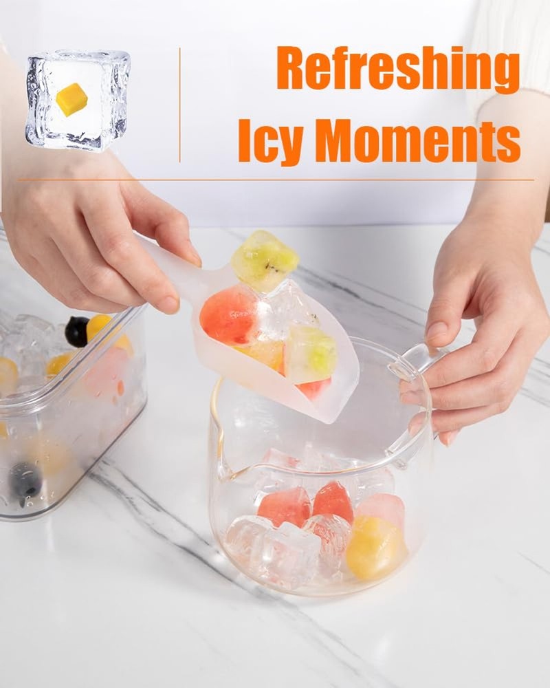 2PC Ice Cube Tray with Lid and Bin Stackable Freezer Ice Molds Easy Release