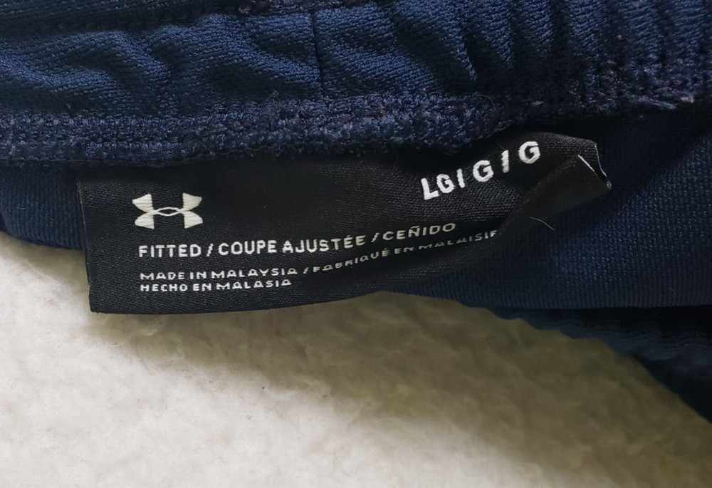 Under Armour Men Pants Large Blue 100% Polyester Drawstring Ankle Zip Activewear