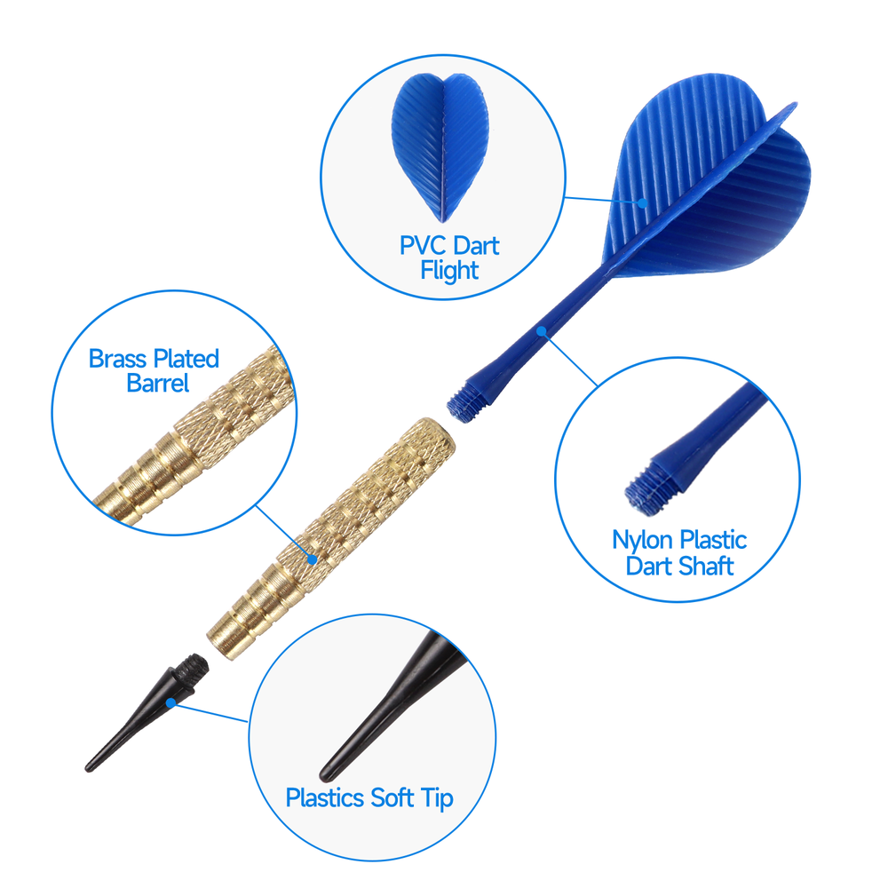 12 Pack Soft Tip Darts for Electronic Dart Board. 60 Free Dart Tips