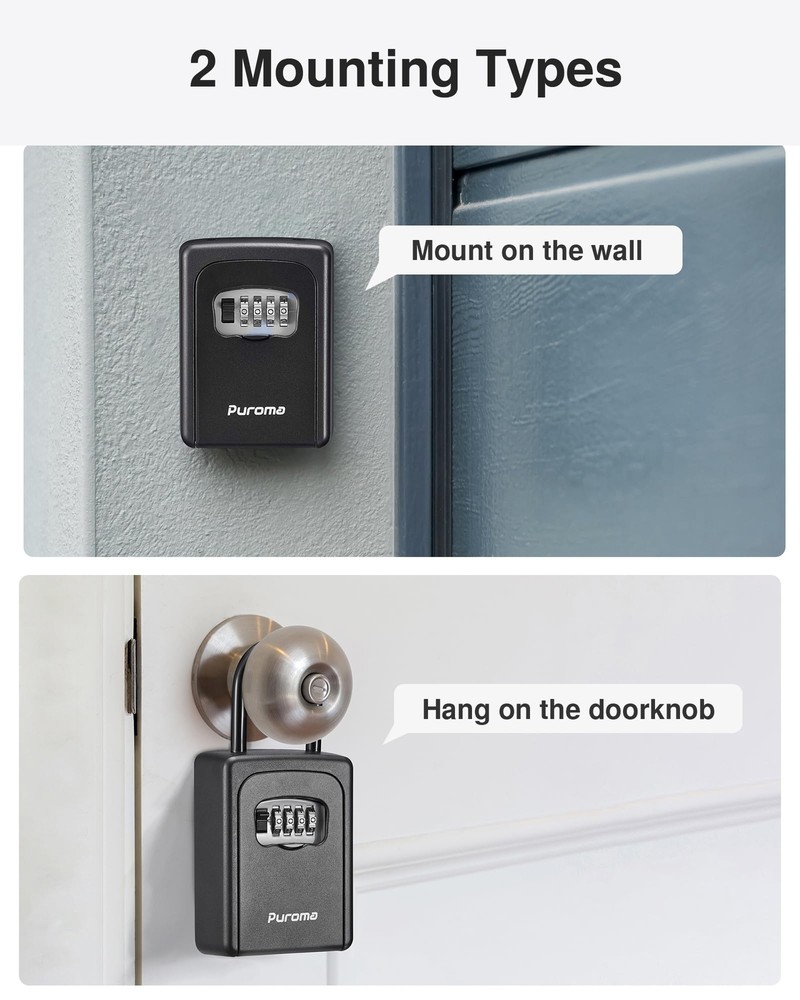 Lock Box Large Key Lock Box Resettable Combination Lockbox Portable Wall Moun...