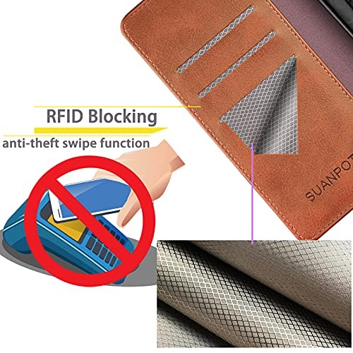 Compatible with iPhone 17 6.3" Wallet case with RFID Flip Case Light Brown
