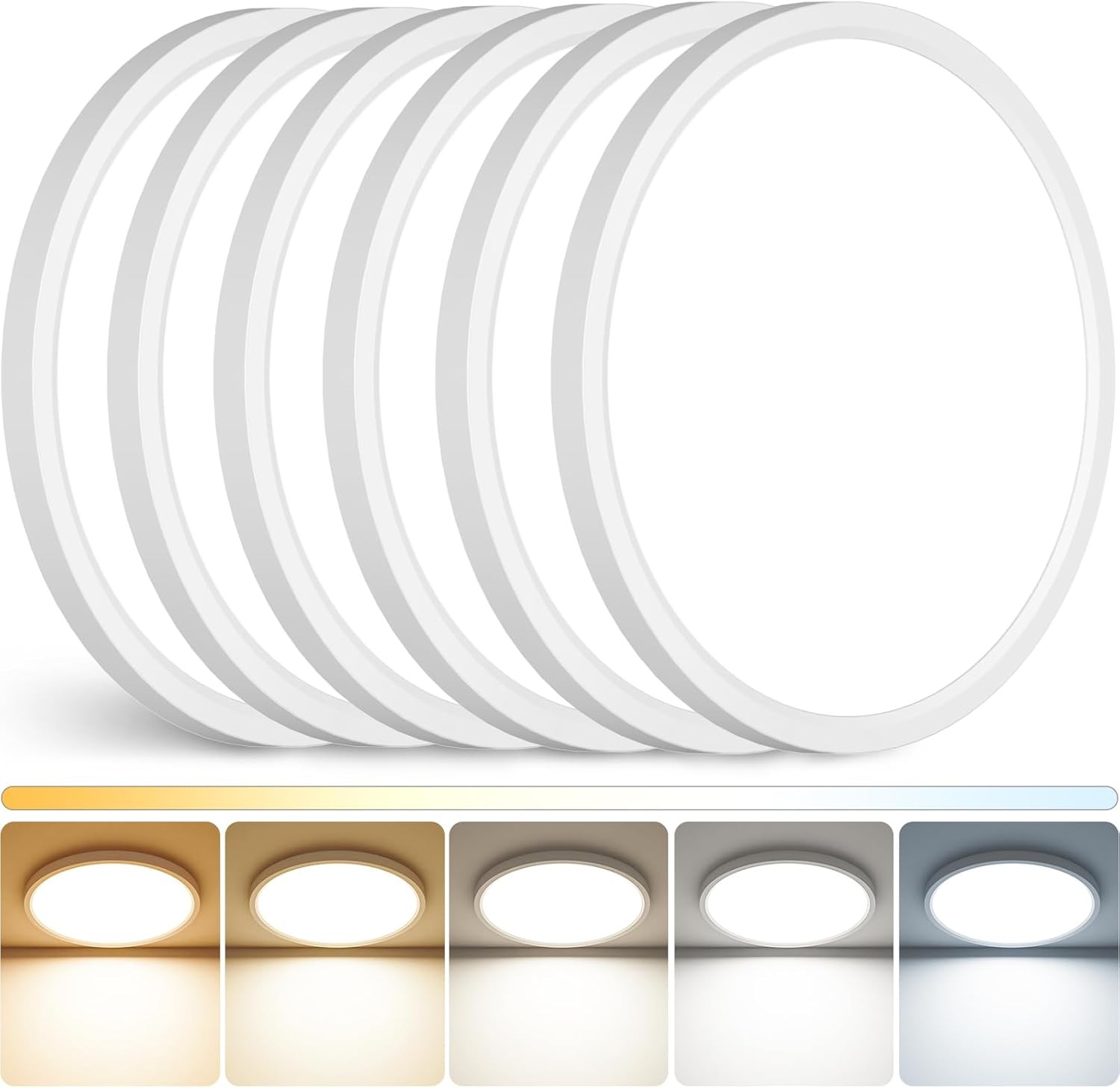 6 Pack 12 Inch 5CCT LED Ceiling Light Flush Mount Dimmable Fixture White 2880LM