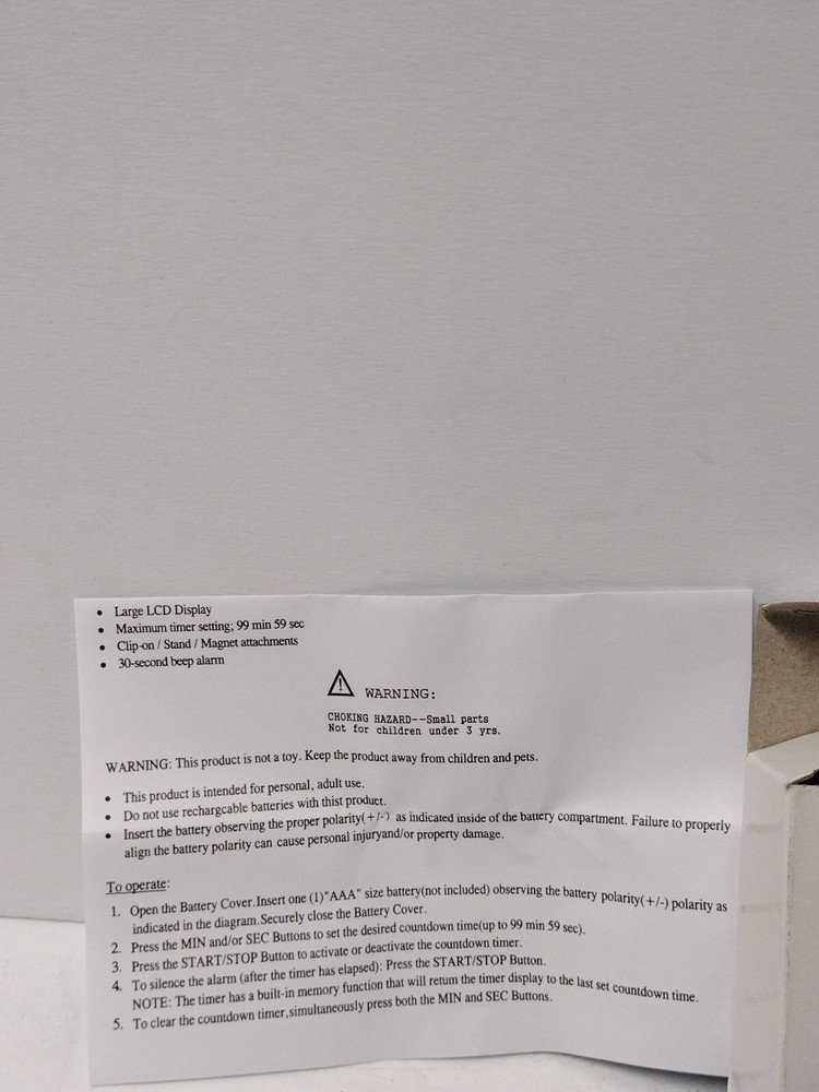 Timer Count Down/Count up Large Screen (White)…