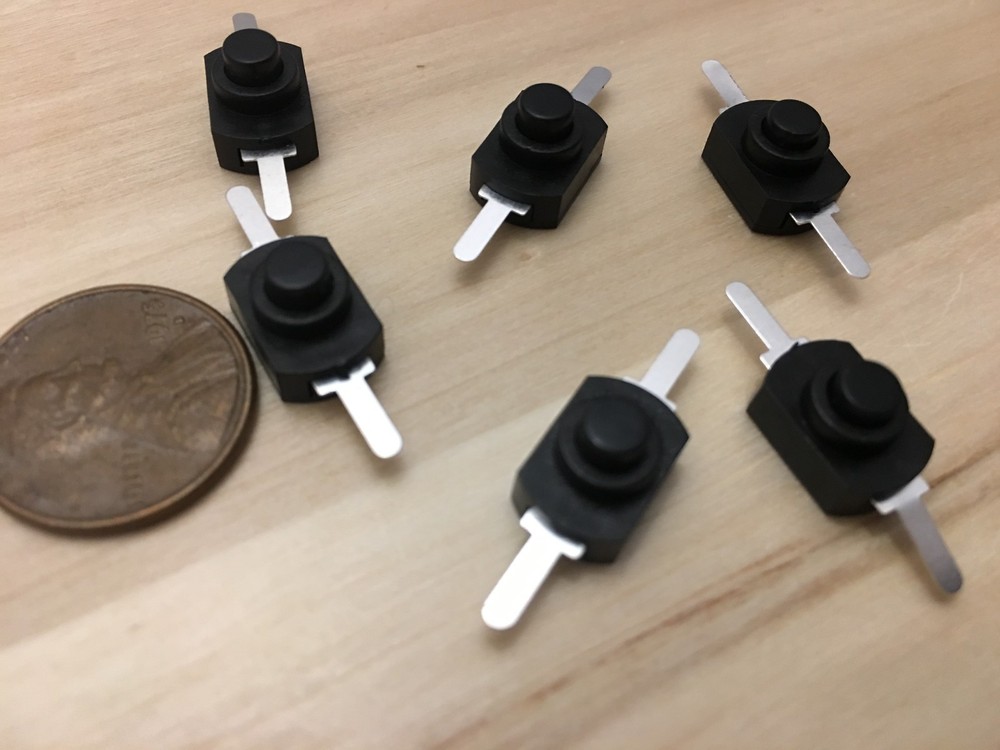 6 Pieces Black Latching self locking 1A push button on off micro mini 1208-YD B5