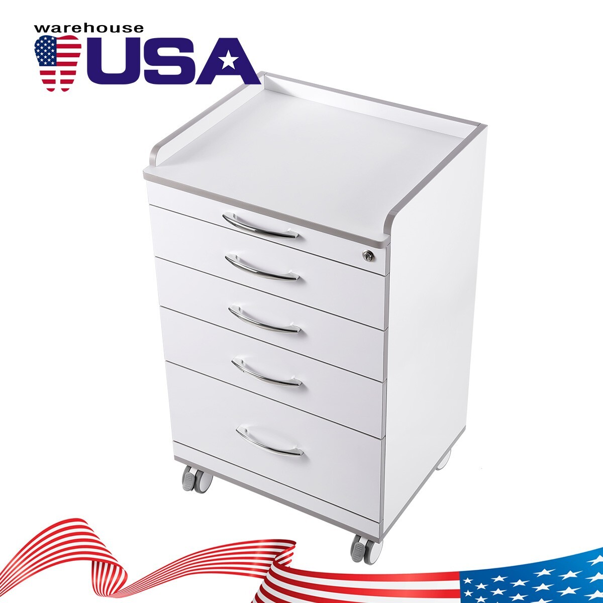 Medical Dental Trolley Carts Mobile Cart Instrument With 4 Drawers 360° wheels