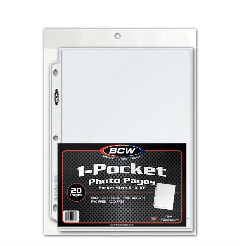 BCW 1 Large Pocket Poly Pages For 8x10 Photo Or Stamps Block Currency Pack of 20