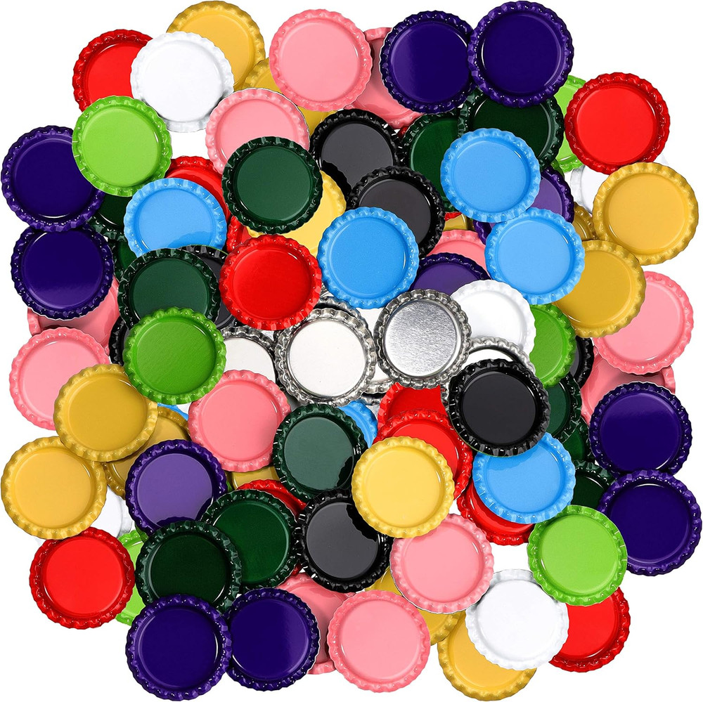 100 PCS Flat Decorative Bottle Cap Craft Bottle Stickers Double Sideds Printed f