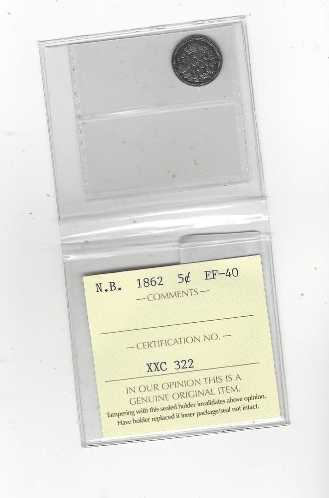 1862 ICCS Graded New Brunswick Five Cent, **EF-40**
