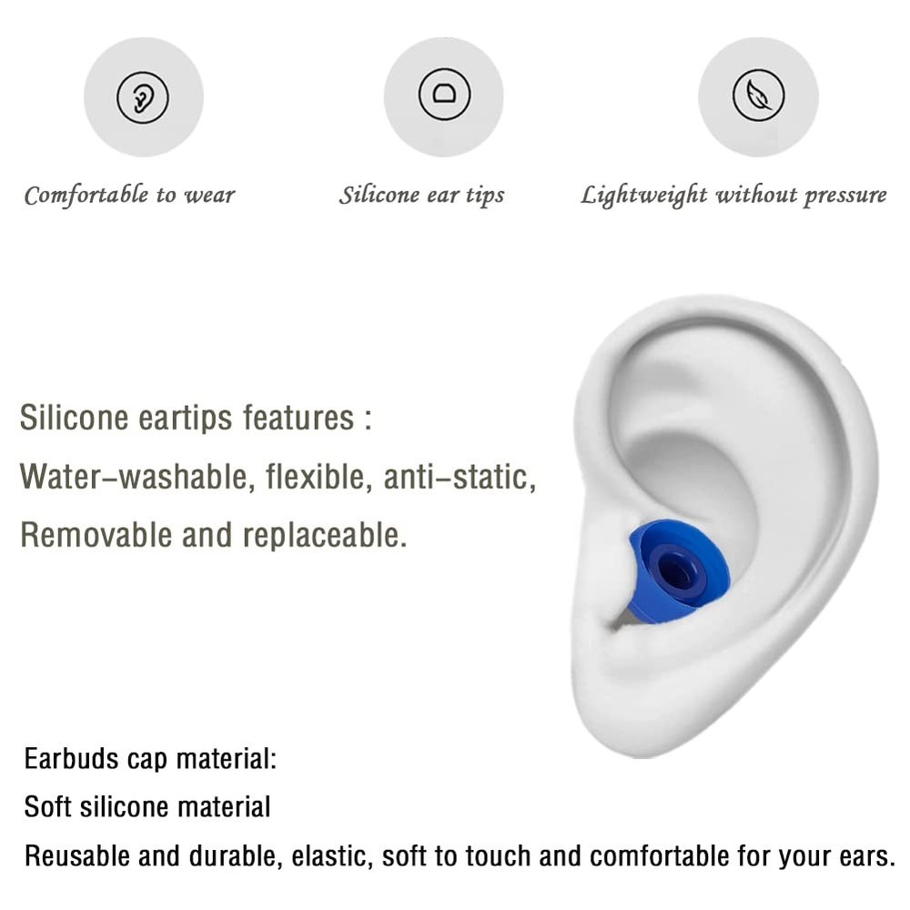 4 Pairs Silicone Earbud Tips Replacement Eartips Earbuds large, Dark Blue