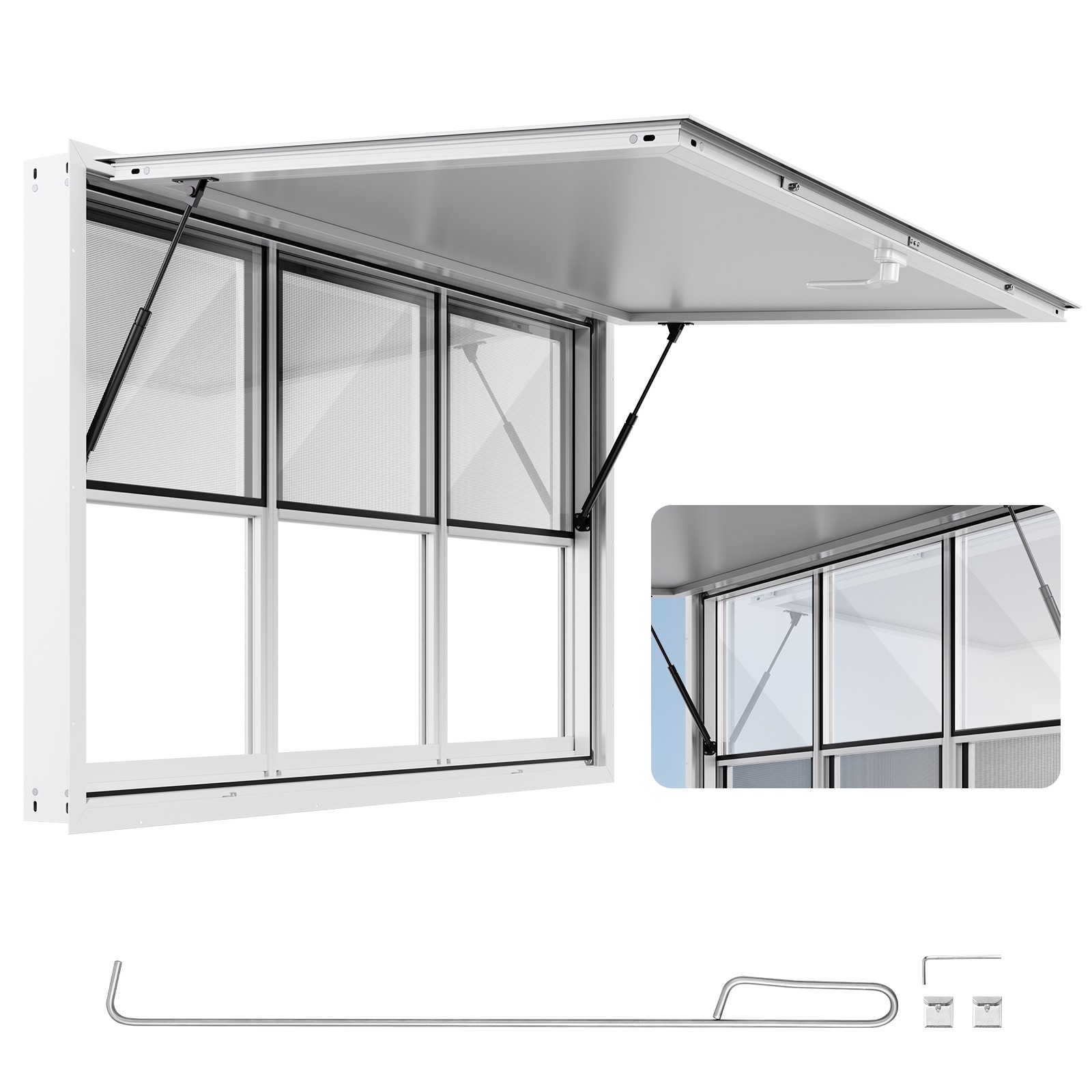 VEVOR 60x36in Concession Stand Serving Window Food Truck Service Awning Aluminum