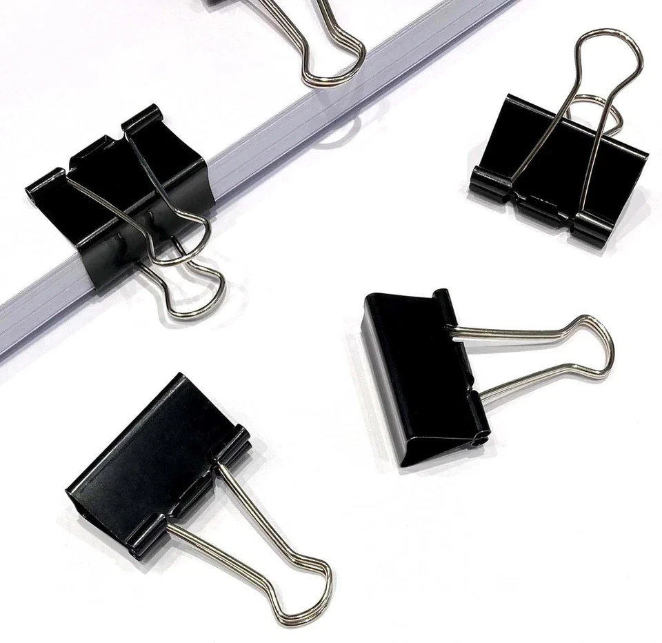 40Pcs Medium Binder Clips 1.25 Inch Black Paper Clamps Office School Supplies...
