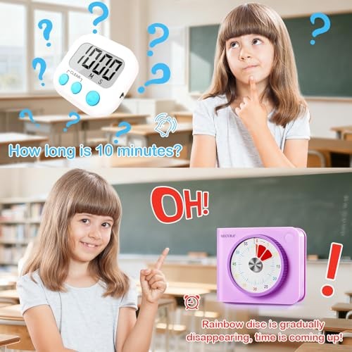 Secura Visual Timer for Kids – 60-Minute Classroom Countdown Timer with Purple