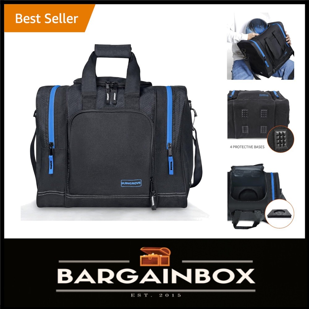 Durable Blue Bowling Bag for Single Ball - Adjustable Strap & Multiple Pockets