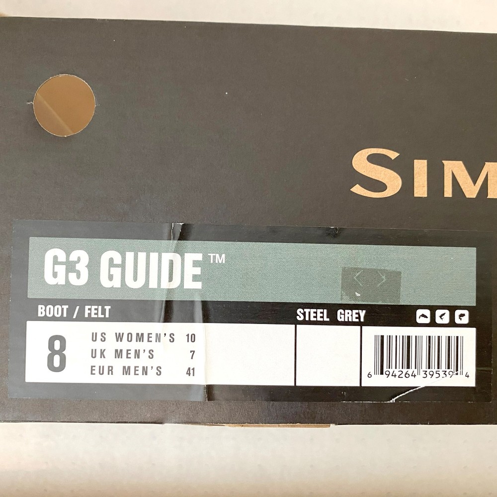 NEW Simms G3 Guide Boot/Felt Wading Boots – Gray (#8)