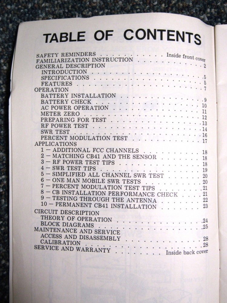 Sencore CB41 Automatic CB Performance Tester Operation & Maintenance Manual