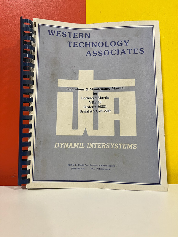 Western Technology 20881 Lockheed Martin VRP 70 Operation & Maintenance Manual
