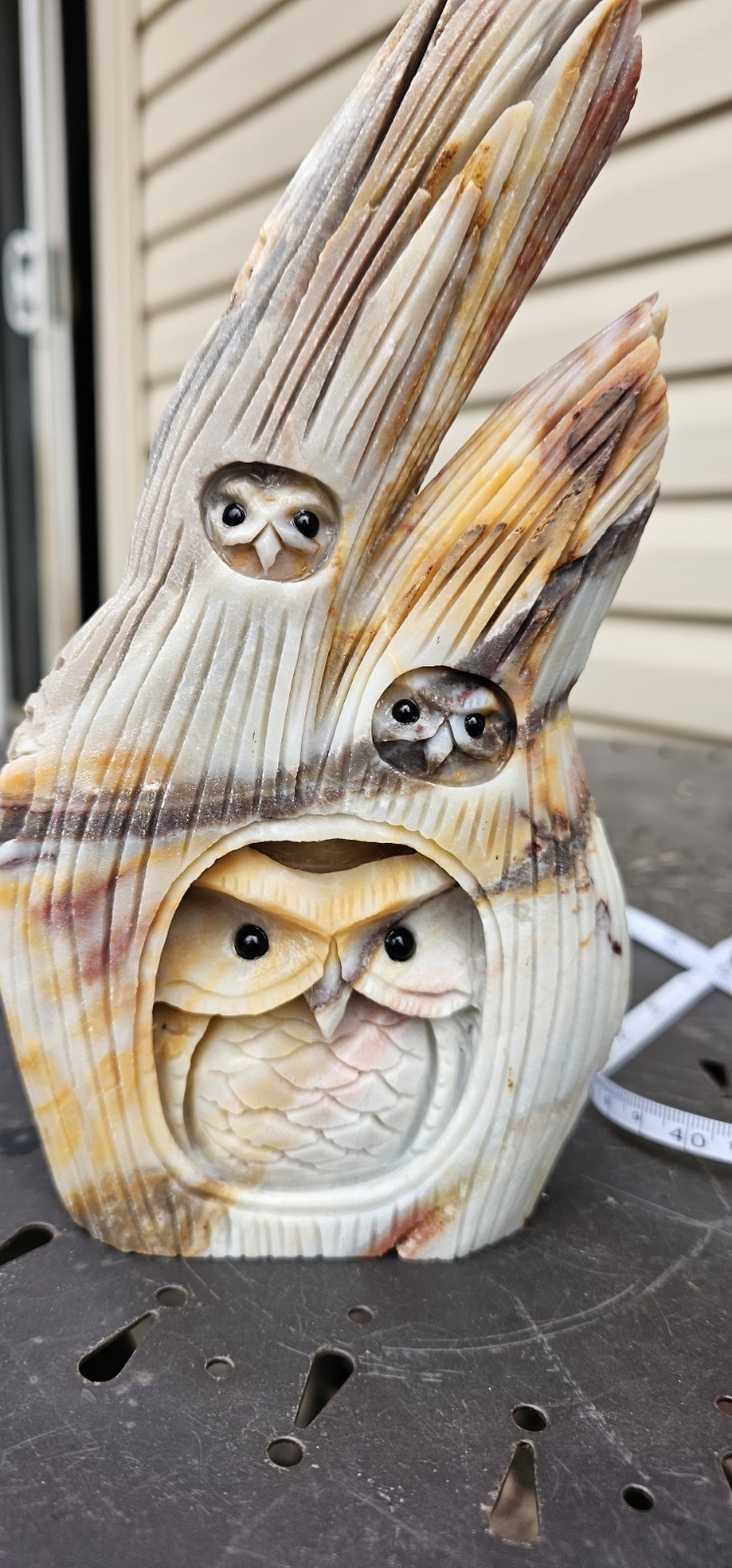 Carribean Calcite Owls In Tree Carving