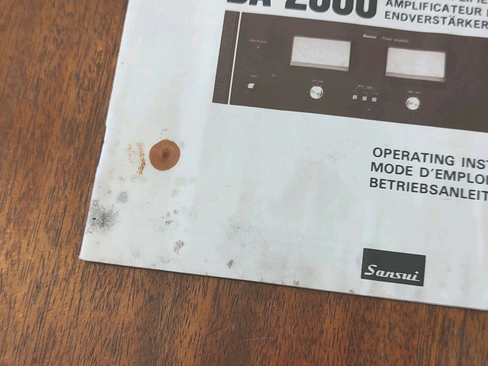 ORIGINAL SANSUI BA-2000 POWER AMPLIFIER OPERATING INSTRUCTIONS MANUAL