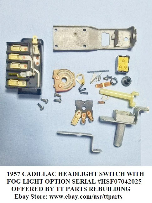 1957 CADILLAC HEADLIGHT SWITCH WITH FOG LIGHT OPTION TESTED & WORKS