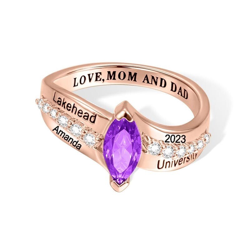 Personalized Graduation Ring 2023 | Custom Birthstone Class Ring | Ring For Her