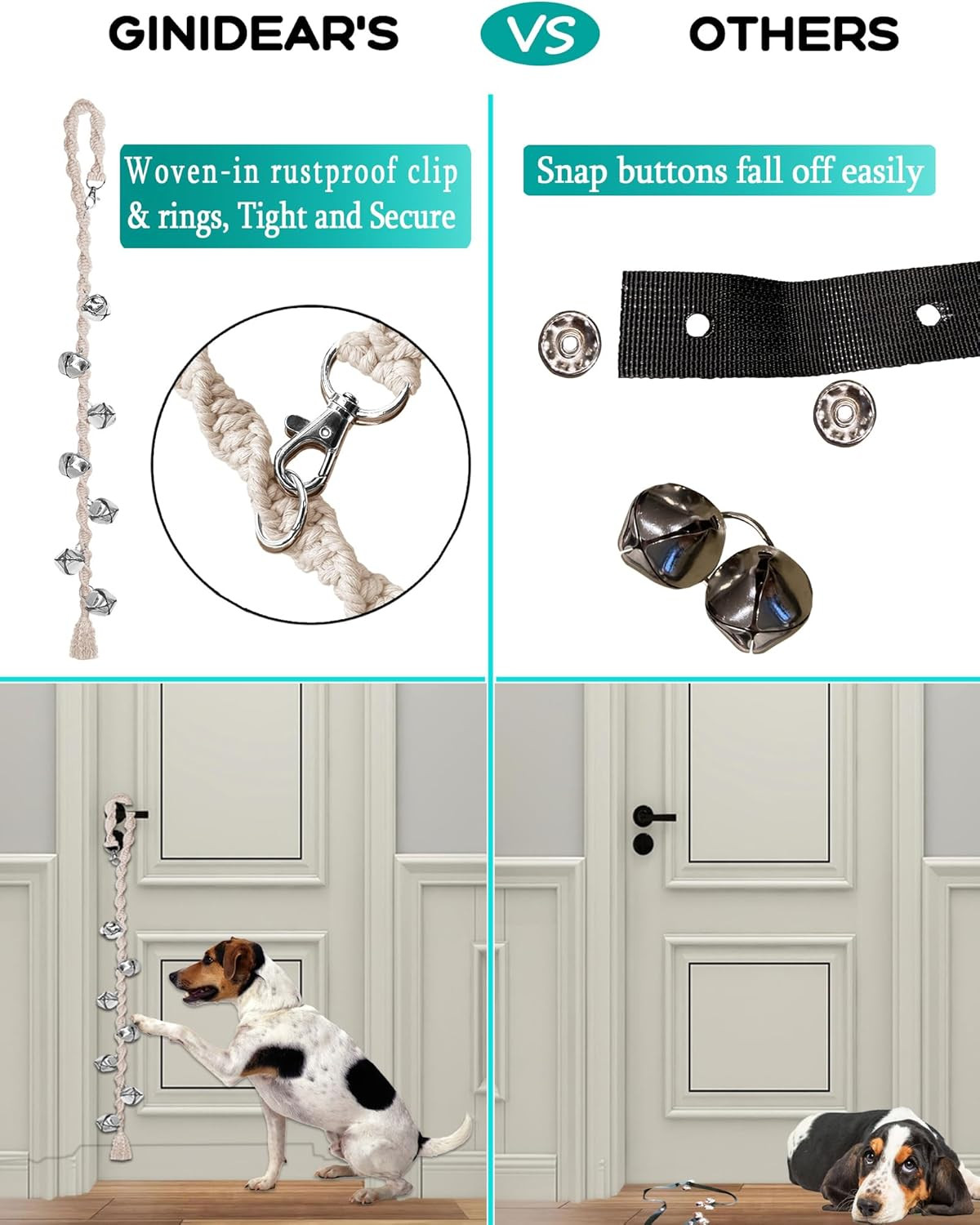 Dog Bells to Go Outside & Puppy Potty Training, Adjustable Dog Door Bell Ring to