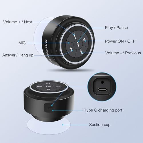 Mini Bluetooth Shower Speaker with Suction Cup, Wireless Shower Speaker