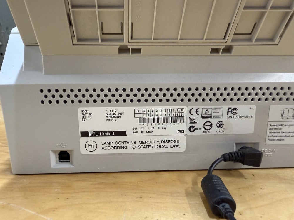 Fujitsu Fi-6110 Color Duplex Document Scanner with AC Adapter