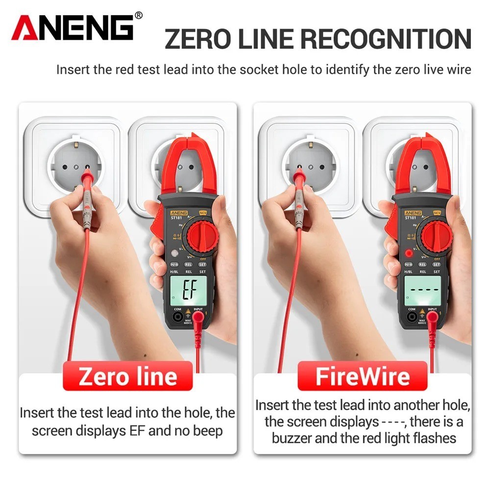 ANENG ST181 Digital Multimeter Clamp Meter AC Current Voltage Continuity Tester