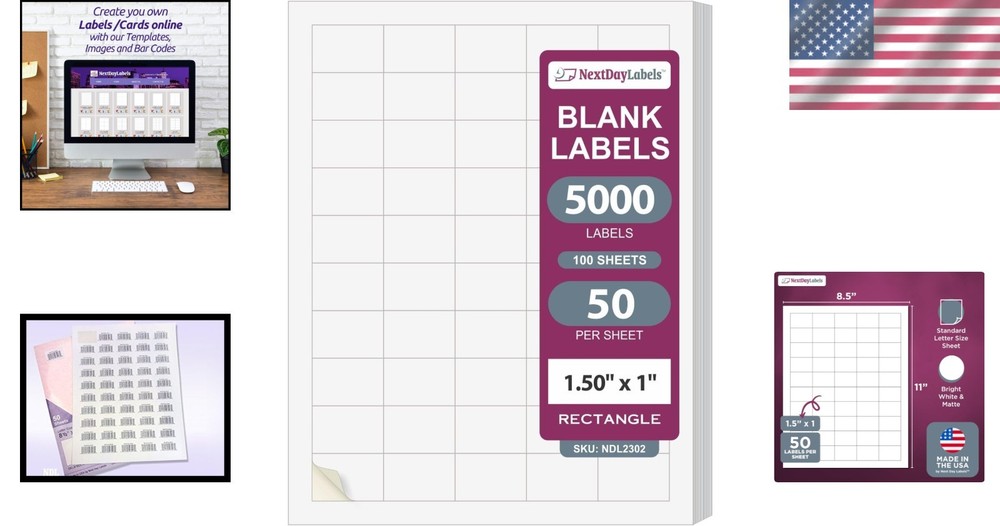 White Blank Rectangle Stickers - 5000 Labels