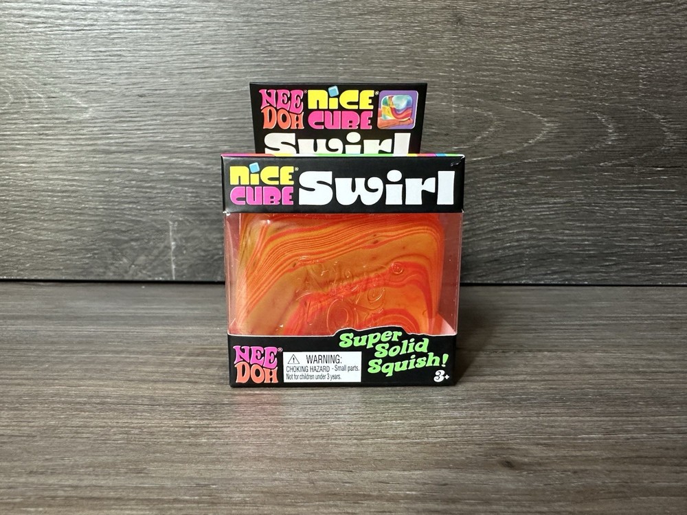 ORANGE YELLOW Schylling NeeDoh Nice Cube Swirl. Super Solid Squish AUTHENTIC