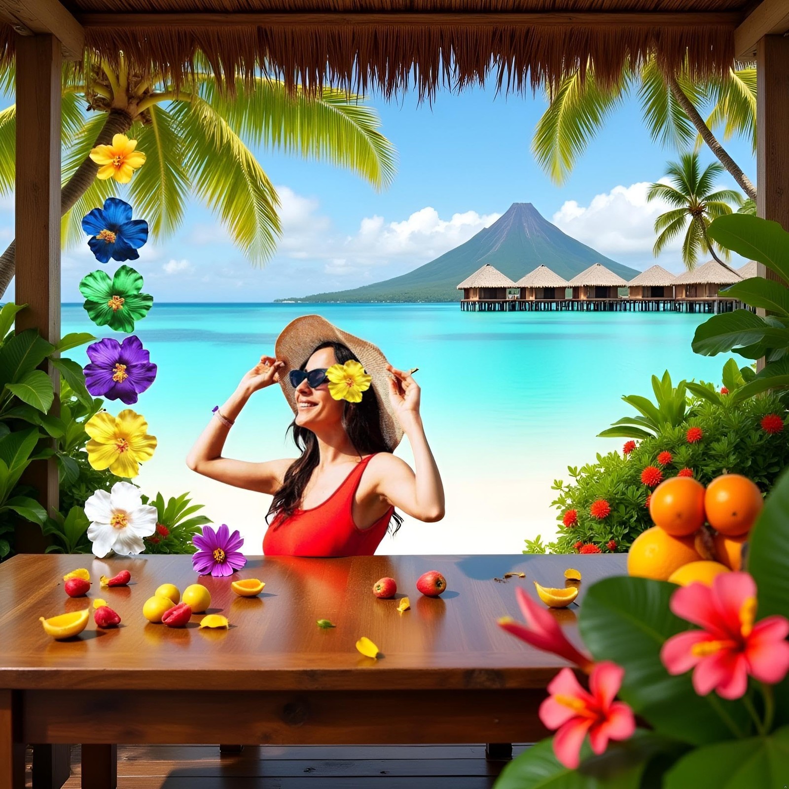 5pcs Multicolour Random Beautiful Hawaiian Flower Hair Clip for Women Girls F...