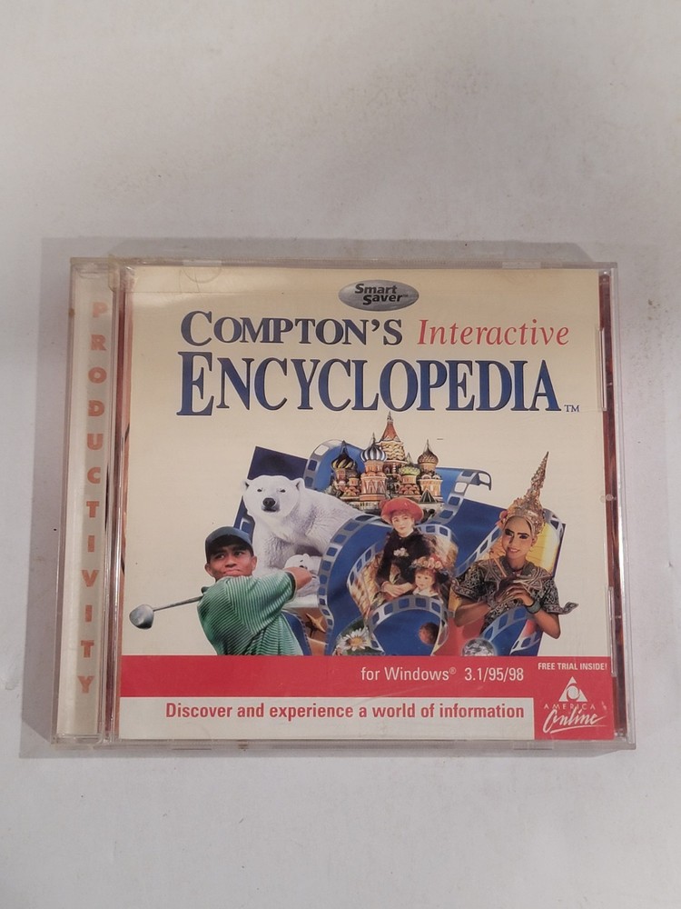 Smart Saver Comptons Interactive Encyclopedia CD-ROM - American Online Vintage