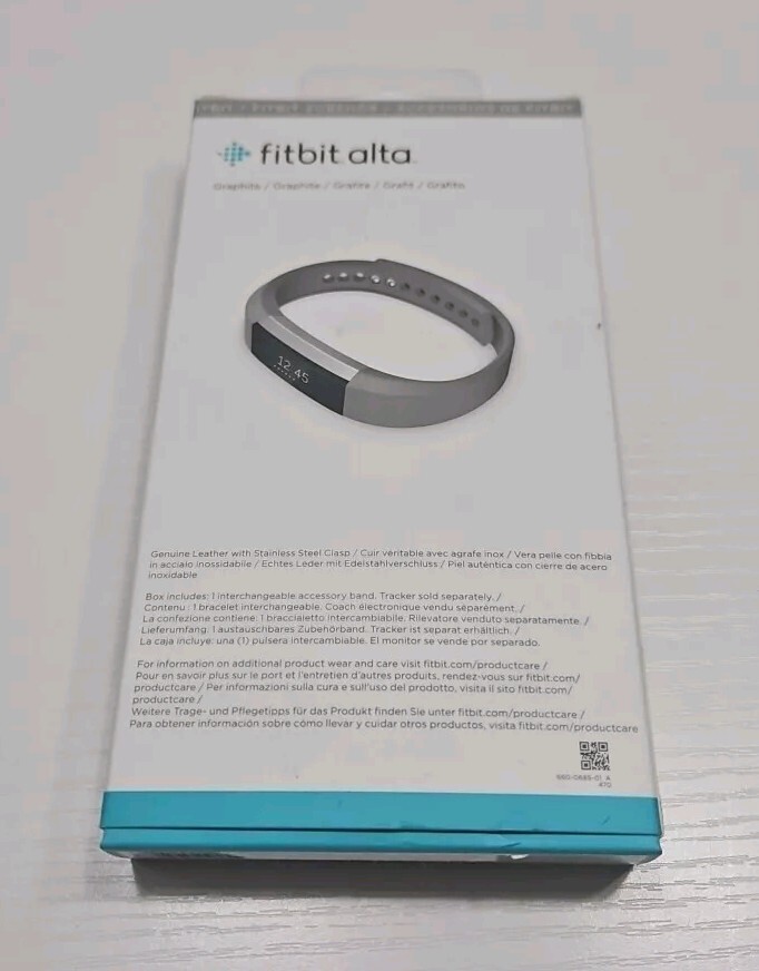 Fitbit Alta Leather Band Replacement Accessory Small Graphite Grey OEM Open Box