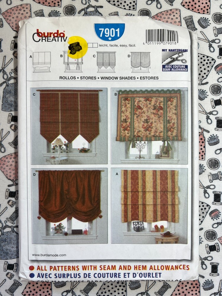 Burda Sewing Pattern 7901 Window Shades FF UNCUT