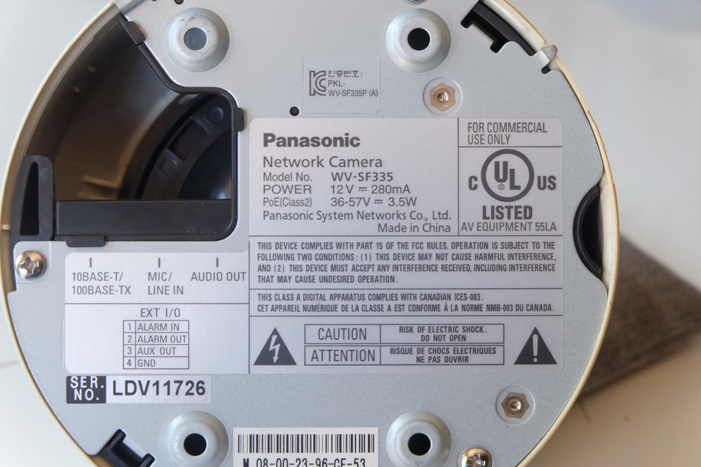 Panasonic WV-SF335 i-Pro HD PoE network security camera (fixed dome)