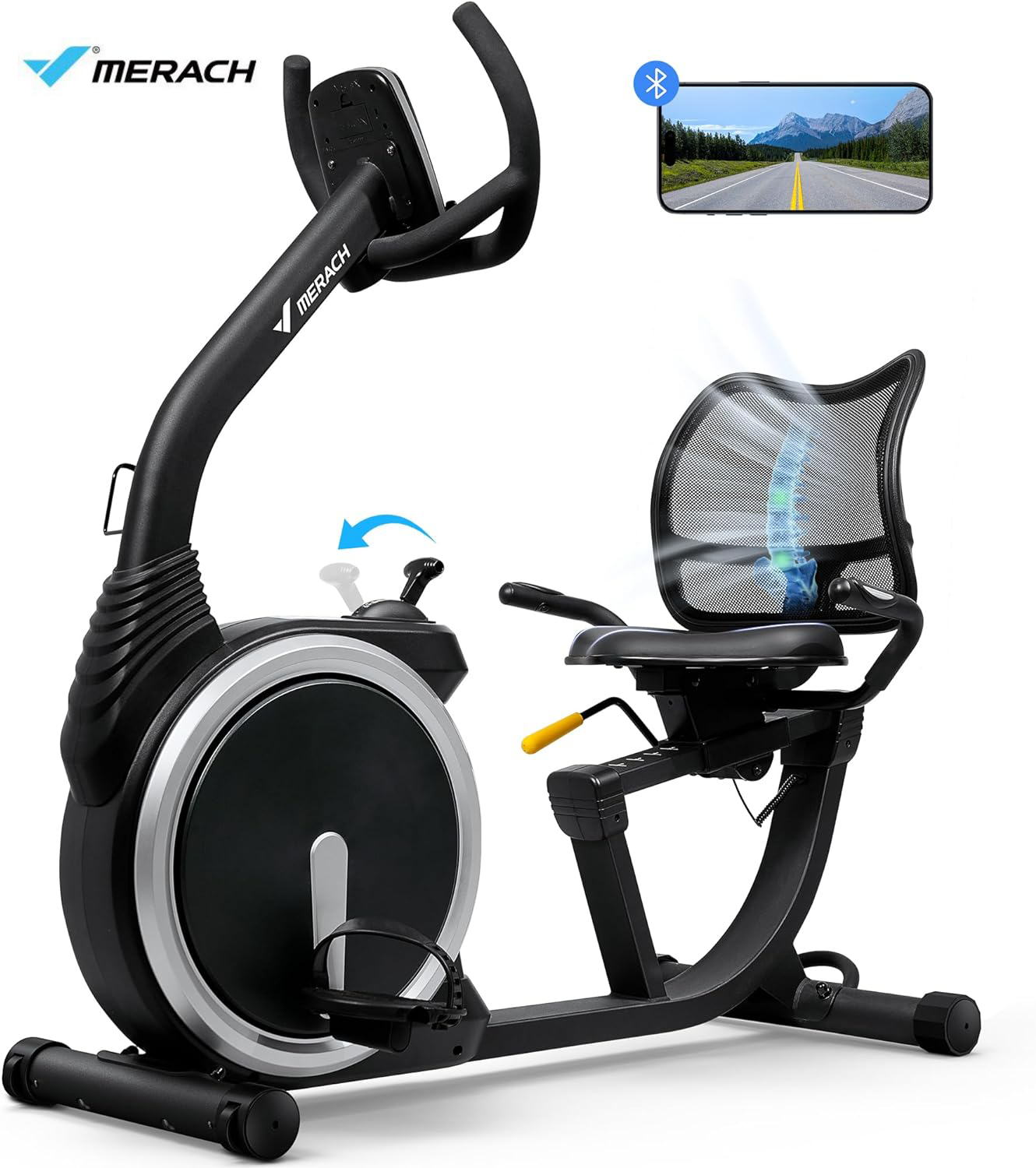 MERACH S19 High-end Magnetic Recumbent Adults Exercise Bike Smart Bluetooth LCD