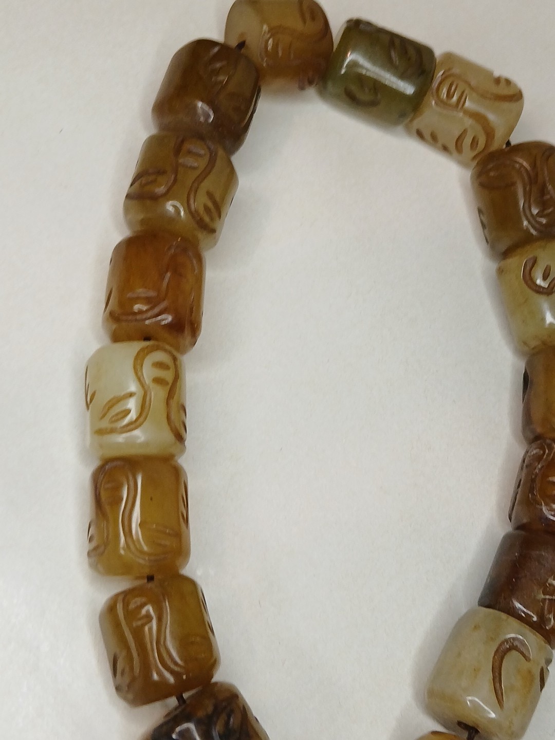 Antique Vtg Original China Tibetan Carved Prayer Jade Beads Buddha
