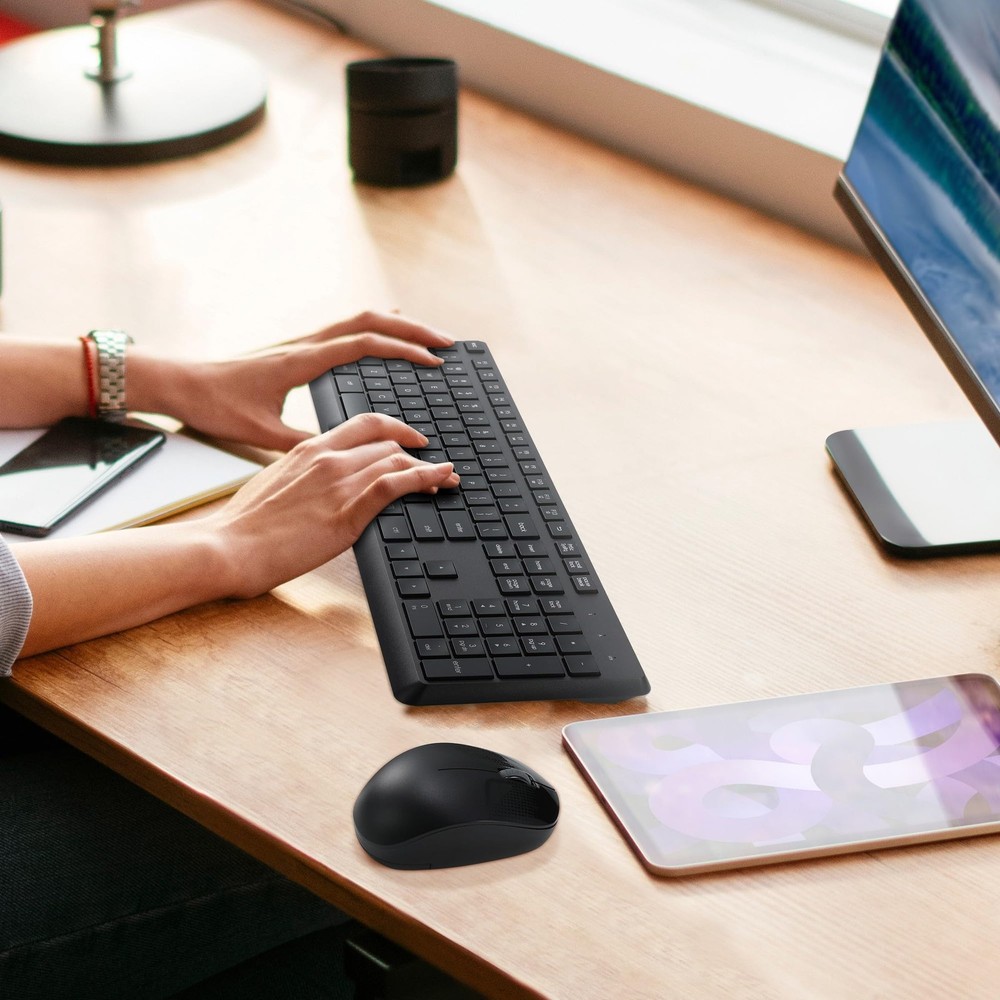 Wireless Keyboard and Mouse Combo for Windows, 2.4G Full-Sized External Cordl...