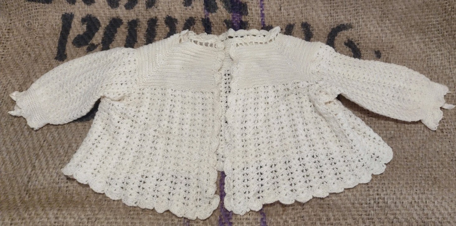 Antique Baby Clothing Bundle Victorian Christening Gown Crochet Sweater4 Piece