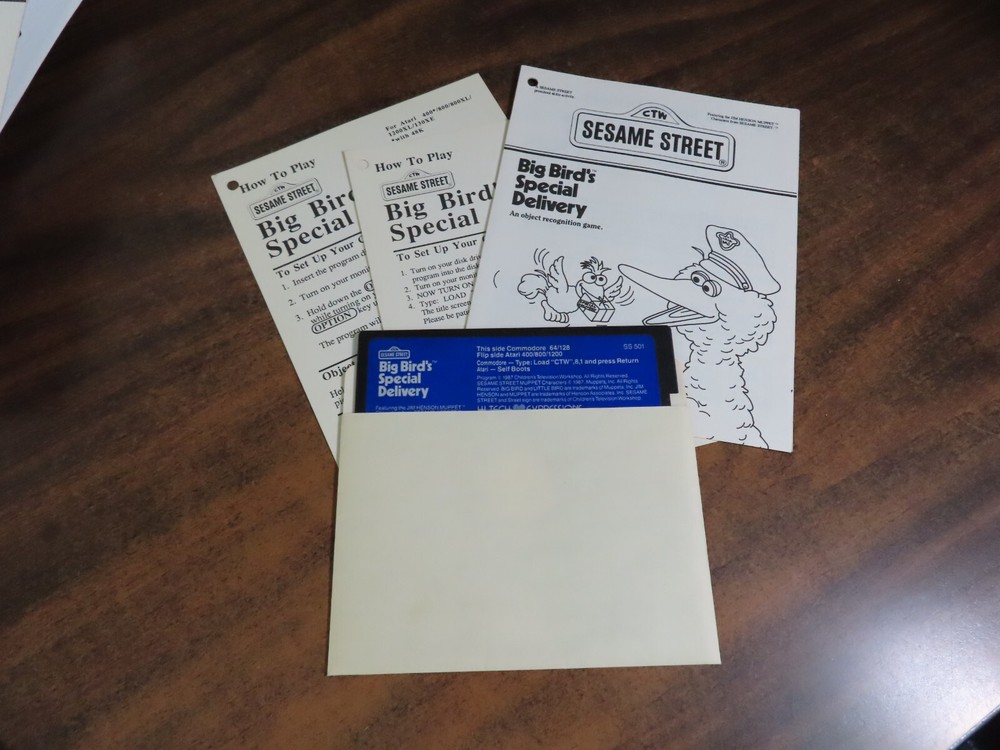 1988 Sesame Street Learning Library Volume One Commodore 64/128 Atari Software