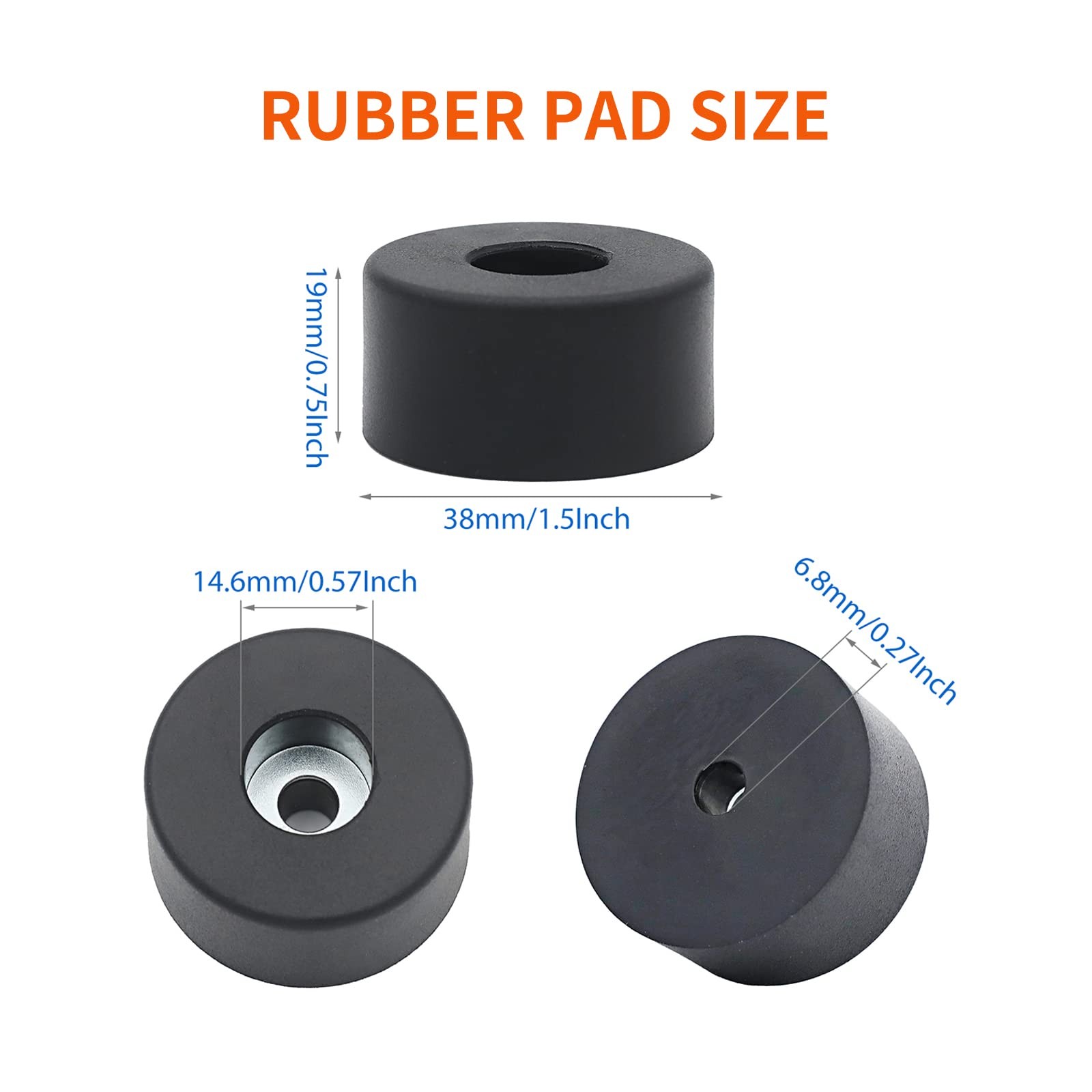 Air Compressor Isolator Pads - 4 Pack Replacement Rubber Feet 192310GS Black