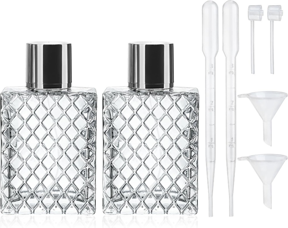 6 Pack Refillable Spray Bottles Perfume Atomizer, 100ML 3.4Oz Glass Empty Fine M