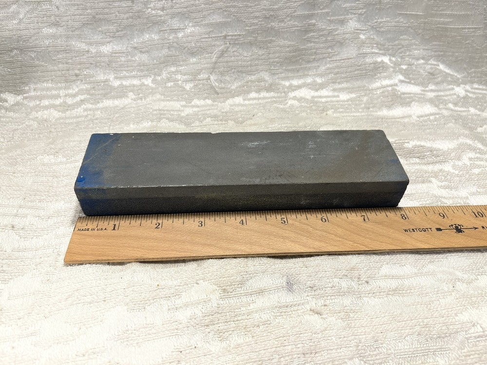 Two Grit Gray 8" Stone Knife Sharpening Stone Rectangular Fine Tool Rare --5546