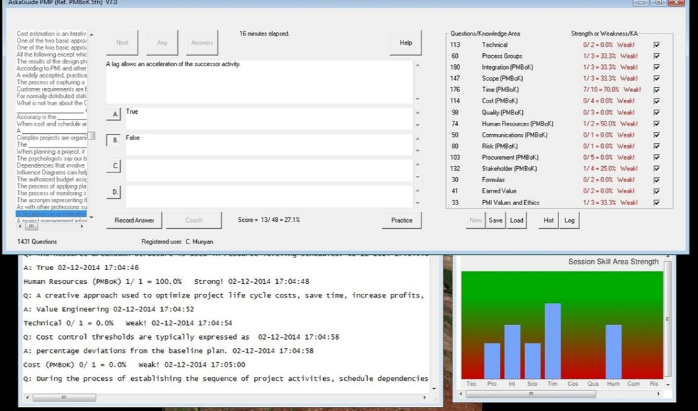 Exam Sim Software for PMP - PMI Project Management Pro, PMBoK question practice.