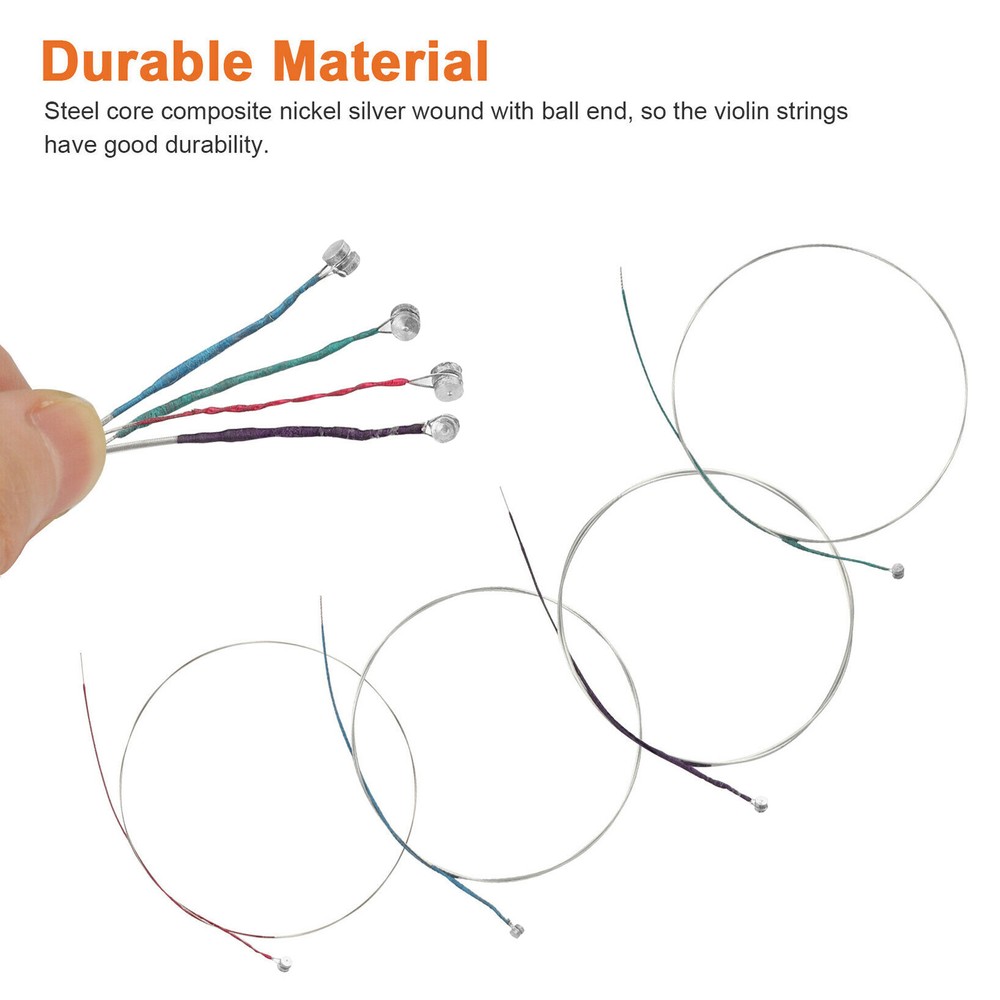4PCS 3/4 4/4 Violin Strings Set Steel Strings E A D G Wound Fiddle String O7L5