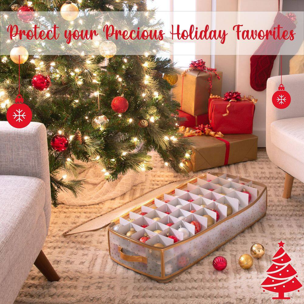 Gold Polypropylene 80 Count Ornament Storage Organizer